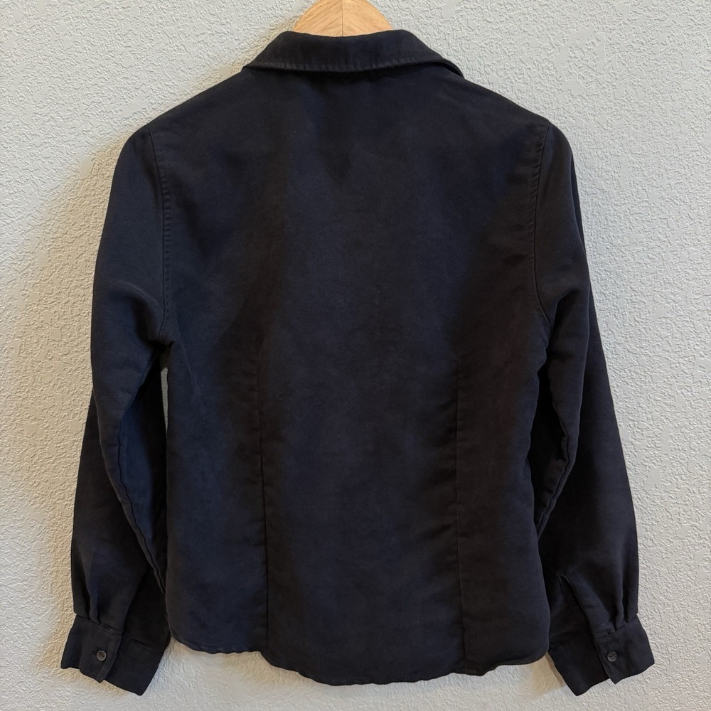 VTG NorthCrest Black Faux Suede Button Up Shirt Women's S - Picture 3 of 5